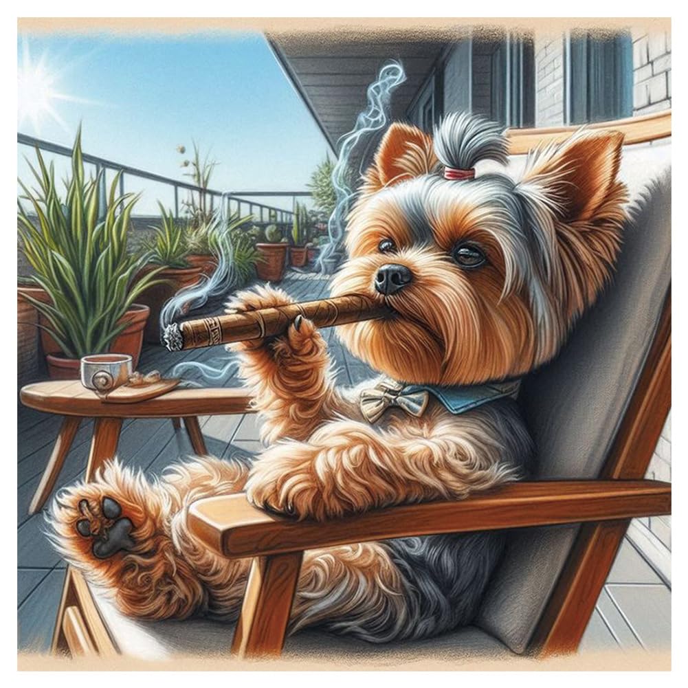 Kulvci Diamond Painting Kits for Adults Dog, Diamond Art Kits Round Full Drill, 5D DIY Diamonds Crafts for Home Wall Decoration 