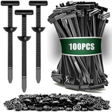 Taithikart 100Pcs Universal Nylon Cable Tie Buckle With Push Mount Pin, Heavy Duty SelfLocking Zip Ties, Uv Resistant Plastic W