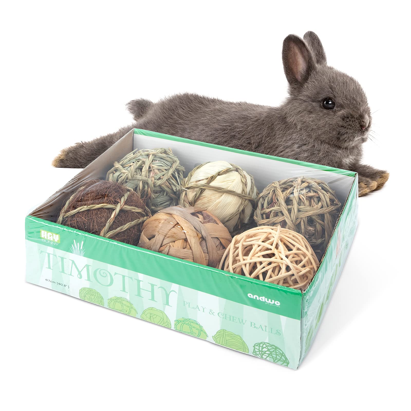 andwe Small Animals Play Balls Rolling chew Toys gnawing Treats for Rabbits guinea Pigs chinchilla Bunny Degus - Pet cage Enter