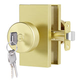 HIEMEY Brushed Gold Door Knobs, Satin Brass Front Door Lock Exterior Entry Door Knob Door Handles with Key, Keyed-Alike