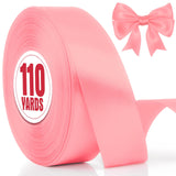 XSEINO 110 Yards Ribbon,1 1/2 Inch Pink Satin Ribbon for Flower Bouquet, Gift Wrapping, Ribbons for Crafts, Hair Bows Making, We