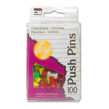 Charles Leonard Push Pins, Assorted Colors, 100Pack (200AR)