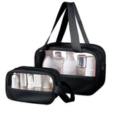 Ebbniur Clear Makeup Bag, 2 Pcs of Cosmetic Bags Set, Transparent PVC Travel Makeup Pouch, Waterproof Cute Toiletry Bag for Wome