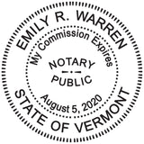 Round Notary Stamp for State of Vermont- Self Inking Stamp - Top Brand Unit with Bottom Locking Cover for Longer Lasting Stamp -