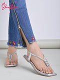 Shoetopia Women'S Snd-131 Flat Sandal-8 Kids Uk (Snd-131-Silver)-Eu41,Silver,8,B0D1495JCF