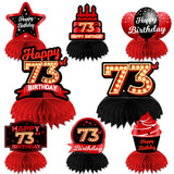 Happy 73rd Birthday Red and Black Table Honeycomb Centerpieces Balloons Theme Decor Table Decorations Table Toppers for Girls Wo
