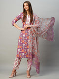 Anni Designer Women'S Cotton Blend Straight Printed Kurta With Pant & Dupatta (Banana Violet-Kbv_Xl_Purple_X-Large),Violet,XL,,,
