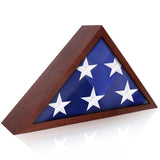 ASmileIndeep Flag Display Case for Small Flag 3 x 5 American Flag Shadow Box with HD Tempered Glass and Wall Mount (Not for Burial Flag) Triangle Flag Holder Frame for Folded Flag - Cherry Red-Like new