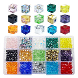 Chengmu 6mm Cube Glass Beads for Jewelry Making 525pcs AB Colour Faceted Square Shape Colourful Crystal Spacer Beads Assortments