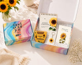 Papboo Sunflower Gift Box | Beautiful Gift Box with MDF Sunflower Keychain, Affirmation Cards, Coco Pot Growing Kit & Greeting C