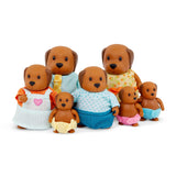 Li'l Woodzeez - Chocolate Lab Family - 7 Pieces Posable Dog Figurines Set - Easy to Clean Collectible Animal Toys - Family Fun f