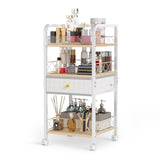 Floor Makeup Organizer Cart with Drawer,Rolling Bathroom Organizers and Storage,Versatile Skincare Perfume Storage Vanity Organi