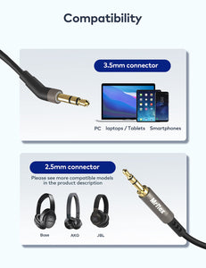 Mr Rex 3.5mm to 2.5mm Aux Cable Cord for Bose 700 QuietComfort QC45 QC35II QC35 QC25 Noise Cancelling Headphones, JBL E45BT E55B