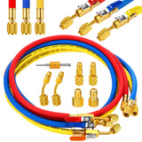 Innconee 10 Pcs AC Manifold Gauge Hose with R410a Mini Split Adapter Tank Adapter Refrigerant Charging Hose for R134a R410a R404