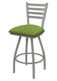XL 410 Jackie 36 Swivel Extra Tall Bar Stool with Anodized Nickel Finish and Canter Kiwi Green Seat