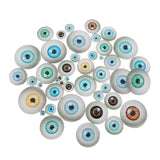 Julie Wang 180PCS 9 Sizes Human Eyes Flatback Glass Cabochon for Halloween Art Sculptures Props Masks Fursuits Jewelry Making Ta