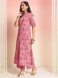 Anni Designer Women'S Rayon Viscose Straight Printed Kurta With Pant (Kasit Pink-Vks01_3Xl_Pink_Xxx-Large),Pink,3XL,Rayon,Casual,