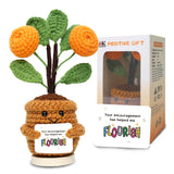 Handmade Emotional Positive Flower Crochet, Stress Relief and Appreciation Gift, Mini Funny Doll Inspirational Gift for Women Me