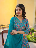 Anni Designer Women'S Rayon Blend Straight Printed Kurta With Pant & Dupatta (Shaniya Green-Vks04_L_Green_Large),Green,L,,,