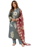 Anni Designer Women'S Rayon Viscose Printed Straight Kurta With Pant & Dupatta (Panuja Grey-Vks01_Xxl_Grey_Xx-Large),Grey,2XL,,,