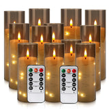 YOROXRG Flickering Flameless Candles Battery Operated with Remote,Led Pillar Candles with Realistic Moving Wick Candles for Hall