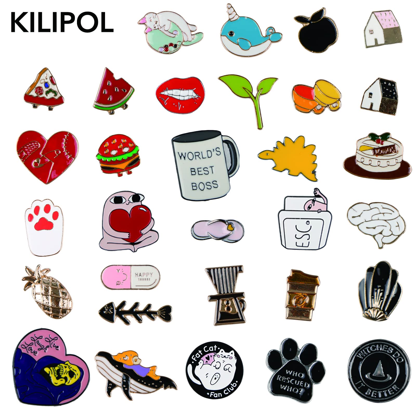 20 PCS Mixed Enamel Brooch Pins Bulk Set | Decoration Lapel Pin Clothes Accessories Birthday Christmas Festival Gift for Girls W