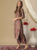 Gosriki Women'S Cotton Blend Straight Printed Kurta With Palazzo (Kanjirang Grey-Nh-Gs_Xl_Grey_X-Large),Grey,,B0D3BY2DBB