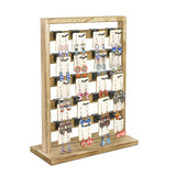Ikee Design Wooden Jewelry Display Rack with 20 Removable Metal Hooks, Earring Card Display Holder Stand for Earring Cards, Neck