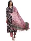 Gosriki Women'S Cotton Blend Printed Straight Kurta With Pant & Dupatta (Green-Jorav-Nw-Gs_L_Green_Large),Green,,B0BY5F2V7K