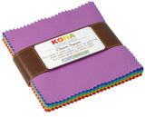 Kona Cotton Solids New Bright Charm Square 41 5inch Squares Charm Pack Robert Kaufman CHS13741,Assorted