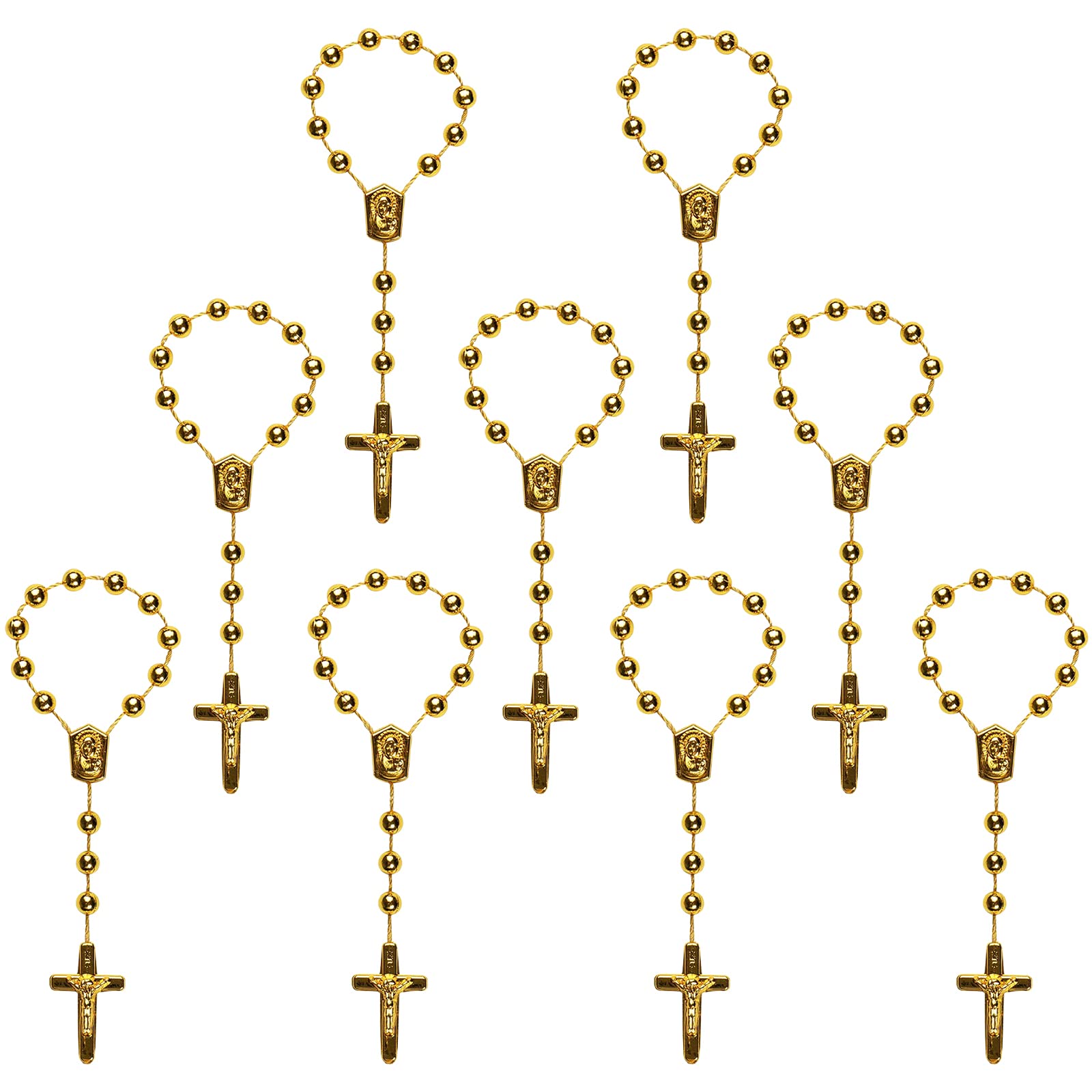 XINHUIDALSQ 50 Baptism Rosary Acrylic Mini Rosary Suitable for First Holy Communion & Baptism Party Gift - Gold