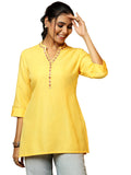 Libas Women'S Cotton Blend Straight Kurtis (58251B_Yellow