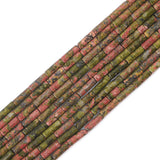BEADIA Natural Unakite Tube Beads Cylinder 4x13mm 38cm/Strand Stone Beads for Jewelry Making