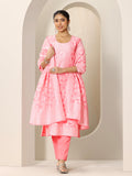 Libas Women'S Chanderi Silk Woven Design Straight Kurta Sets (99205_Pink_Xl)