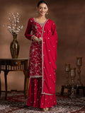 Libas Women'S Silk Blend Kurta Set (278290R Red S