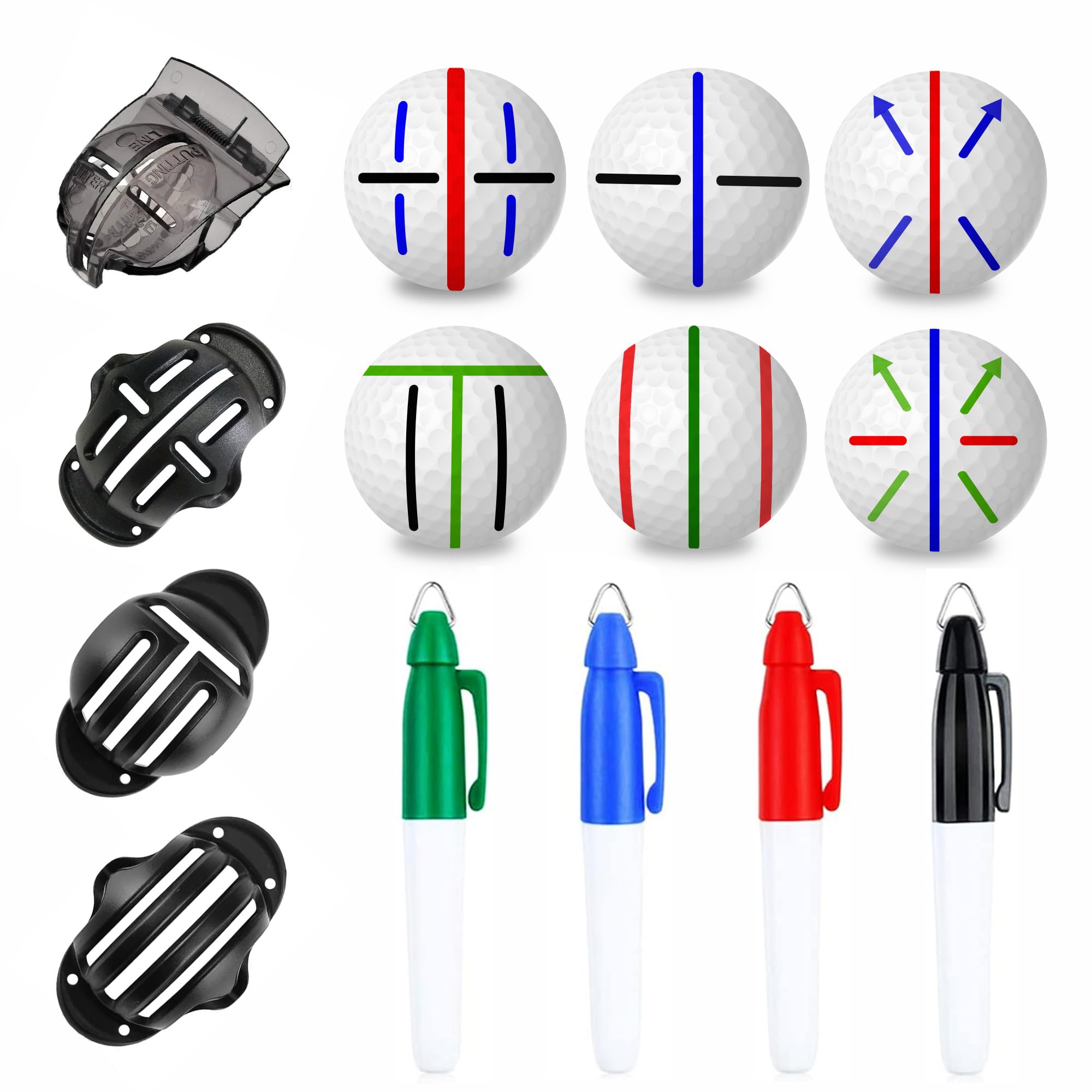 Professional 8 Pack Precision Golf Ball Marker Set, Upgrade Your Golf Accessories with 4 Marking Stencils and 4 Vibrant Colors, 