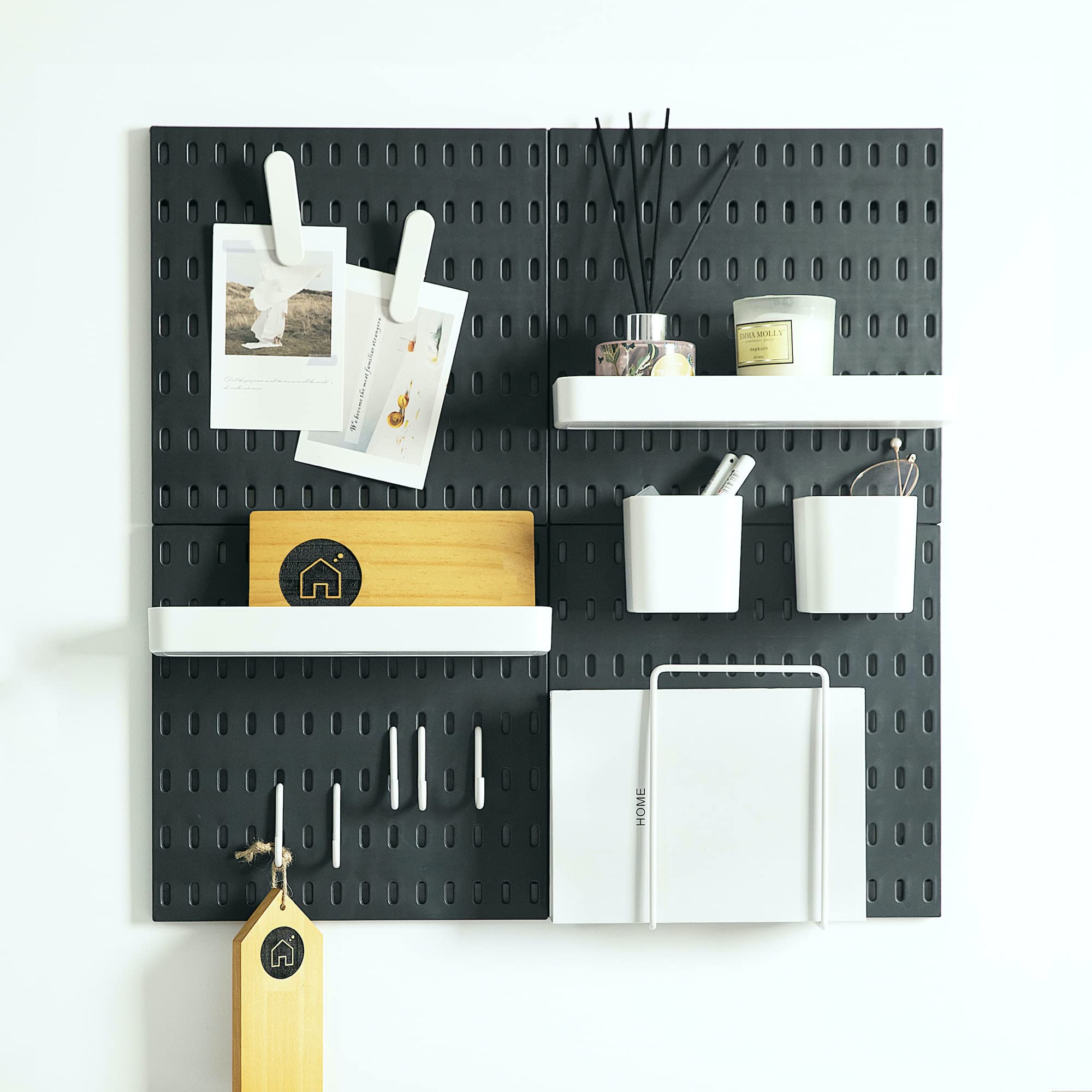 Keepo Pegboard Combination Kit, 4 Pegboards and 14 Accessories Modular Hanging for Wall Organizer, Crafts Organization, Ornament