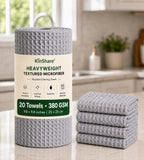 Waffle Wave Microfiber Towel, Upgraded 380 GSM, 20 Pack 9.8*9.8 inches