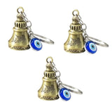 Guardian Bell Keychain with Evil Eye, Good Luck Gift for Women and Men, for Car, Bike, Bags, Backpack, Pack of 3