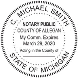 MaxMark Round Notary Pre-Inked Stamp for State of Michigan