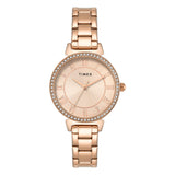 Timex Analog Watch For Woman With Rose Gold Round Dial & Rose Gold Stainless Steel Bracelet Band Water Resistant Women'S Wrist W