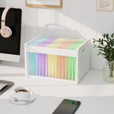 Bamboo Hanging File Organizer, Desk File Box, Open Top, 1 Pack, White