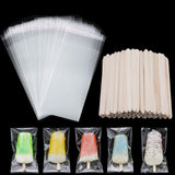 Boao 200 Pieces Ice Cream Sticks and Bags Set Included 100 Pcs Self Adhesive Ice Cream Bag 100 Pcs Disposable Wooden Sticks Craf