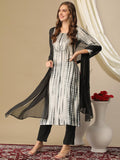 Gosriki Women'S Rayon Blend Straight Printed Kurta With Pant & Dupatta (Tiedye Black-Gs_M_Black_Medium),Black,,B0D3BYZH9X