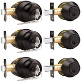 Probrico Double Cylinder Deadbolt Hardware Set, Oil Rubbed Bronze, 1-3/8 in to 1-3/4 in Door Thickness, 2-3/8 in or 2-3/4 in Bac