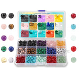 600pcs 15 Colors 6mm Natural Stone Beads Crystals for Jewelry Making Round Genuine Real Stone Beading Loose Gemstone for Bracele