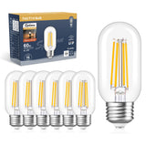 Sphoon dimmable Tubular led Bulb, 6w e26 Bulb T45 T14,60 Watt Edison Vintage Bulbs,Warm White 2700k,Clear Glass, 600lm,Pack of 6