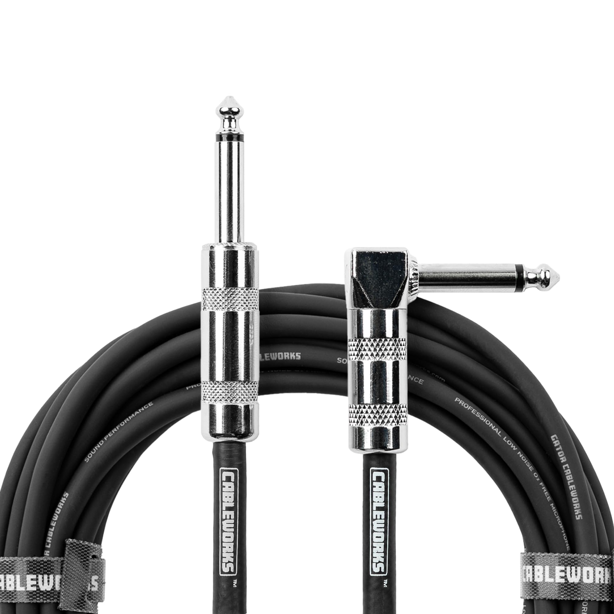 Cableworks by Gator Cases Backline Series Standard 10 Foot Straight to Right Angle Guitar Instrument Cable, (GCWB-INS-10RA)