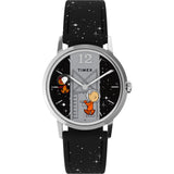 Timex Mens Peanuts Marlin 34mm Watch - Black Two- Piece Quick Release Black Dial Stainless Steel Case