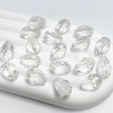 Tingoons 100 PCS 6x8mm Teardrop Crystal Glass Beads Faceted Shape Vertical Hole Loose Glass Beads DIY Handcrafte Bracelet Neckla